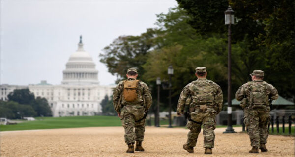 National Guard can be seen walking around the Capital in DC